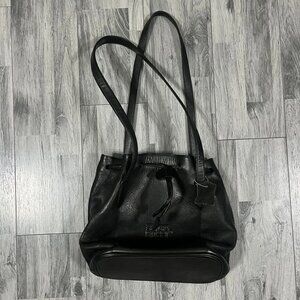 SERGIO ROSSI Bucket Black Leather Vintage Bucket Bag Made in Italy